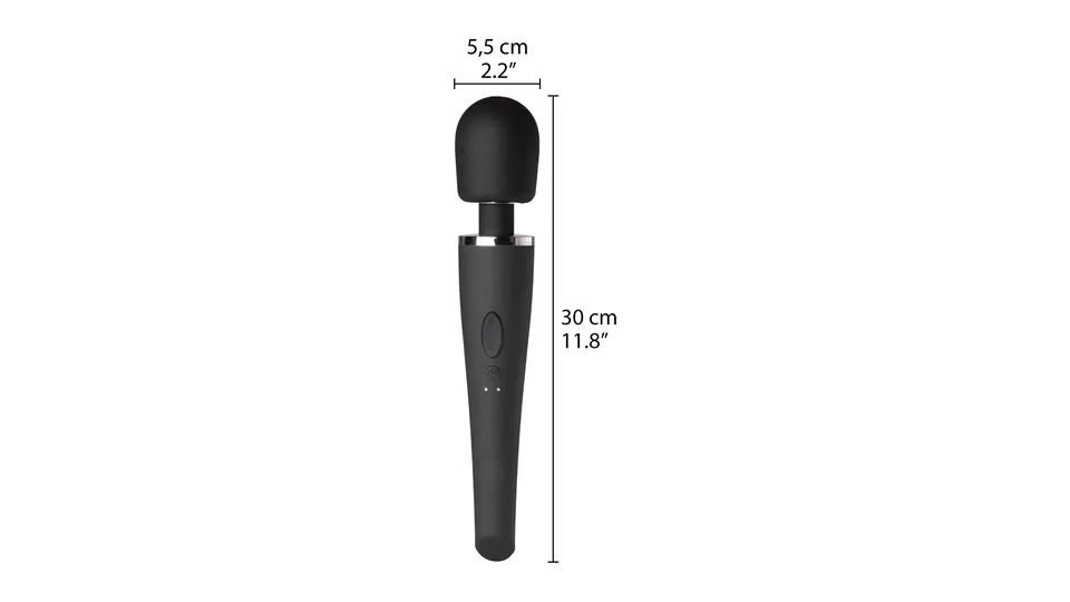 Sinful Luxy Massagestab Erfahrungen: Maßskizze von Sinful mit 30 cm Länge und 5,5 cm Kopfbreite